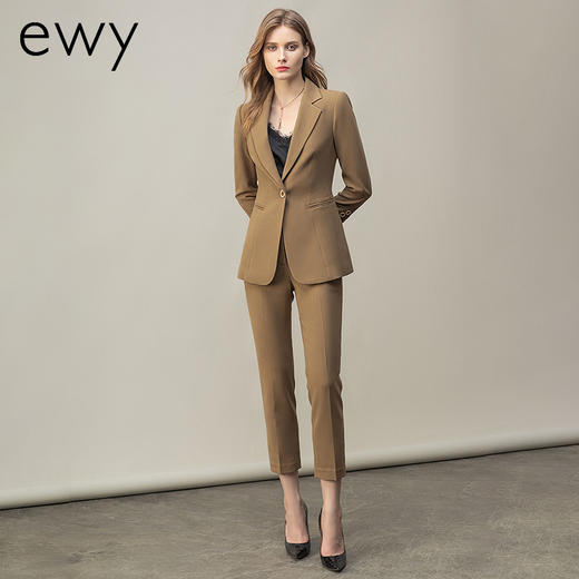 高端卡其色西装女早秋时尚长袖职业西服套装时尚气质经理工作服 商品图2