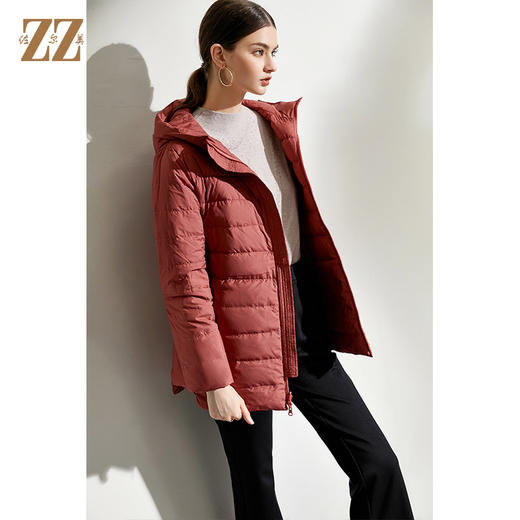 佐尔美2021冬季新品 经典绣花羽绒服外套女E04YY19 商品图1