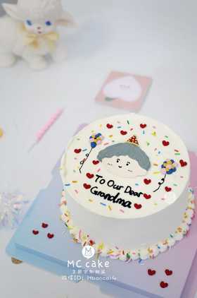 手绘奶奶头像蛋糕