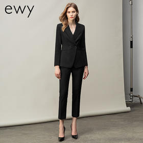 高端黑色长袖职业西装套装女气质修身面试正装时尚售楼部工作服