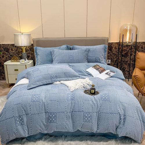 秋冬印花牛奶绒保暖四件套 加厚防静电工艺处理 保暖绒被套床单 商品图14