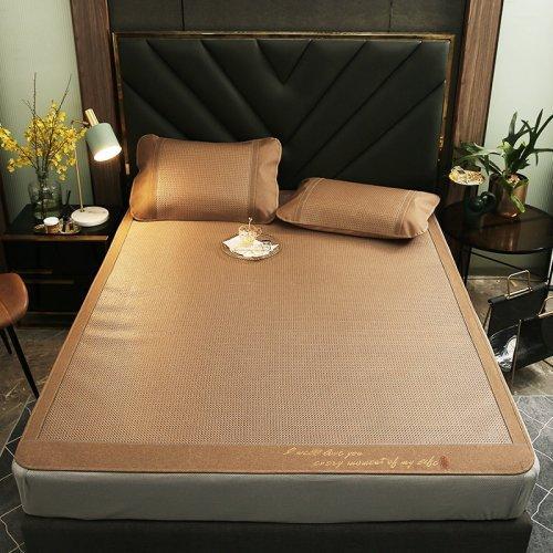 夏凉提花刺绣冰丝藤席三件套 可折叠软凉席 夏天床席 1.5m 1.8米床适用 商品图7