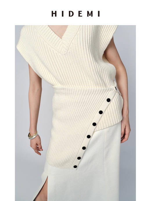 HIDEMI 美利奴羊毛简约纽扣设计感多穿式围脖 商品图3