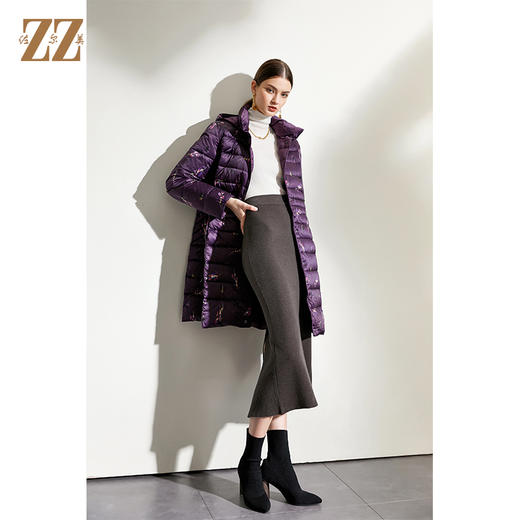 佐尔美2021冬季新品 90%灰鸭绒经典双面穿羽绒服外套女E04YY17 商品图1