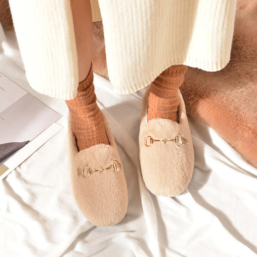 爆款毛毛鞋女冬外穿2021年冬季新款加绒棉鞋孕妇一脚蹬豆豆鞋百搭 商品图4