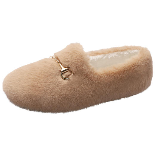 爆款毛毛鞋女冬外穿2021年冬季新款加绒棉鞋孕妇一脚蹬豆豆鞋百搭 商品图6