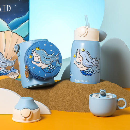 杯具熊熊抱儿童杯—美人鱼RT106-530保温水杯女童三盖水壶 商品图4