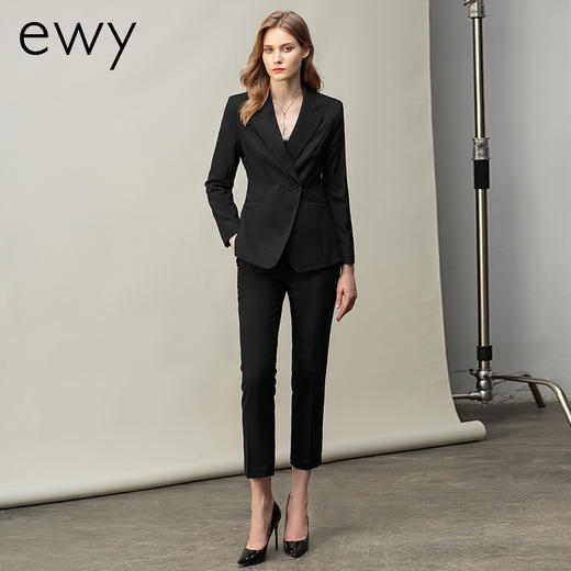 高端黑色长袖职业西装套装女气质修身面试正装时尚售楼部工作服 商品图1