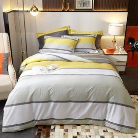 春夏新品条纹系列40支纱全棉四件套 被套床单4件套活性印染工艺-青莲