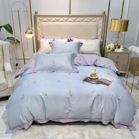 占姆士奥莱线上款  春夏新品80S绣花全棉四件套 活性印染被套床单4件套-遇见(蔚蓝)