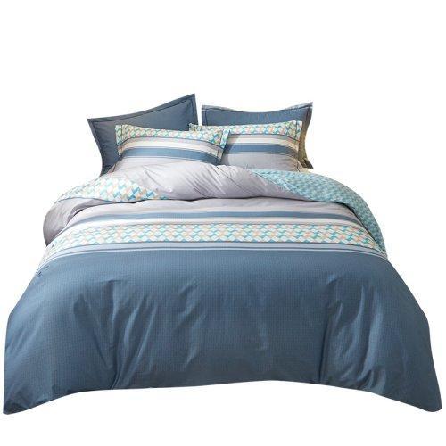 北欧风全棉四件套 条纹系列被套床单4件套 1.5\1.8米床-梦如初夏(灰) 商品图4