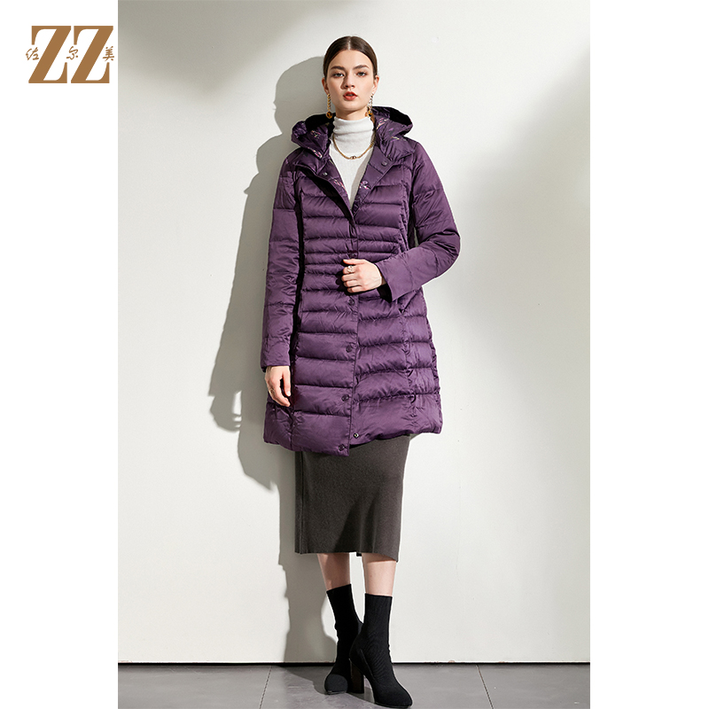 佐尔美2021冬季新品 90%灰鸭绒经典双面穿羽绒服外套女E04YY17