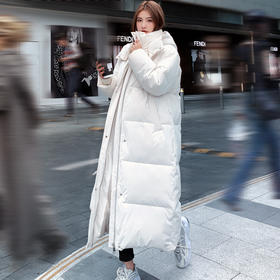 【100%纯棉 靓丽街头】2021新款长款亮皮连帽棉服