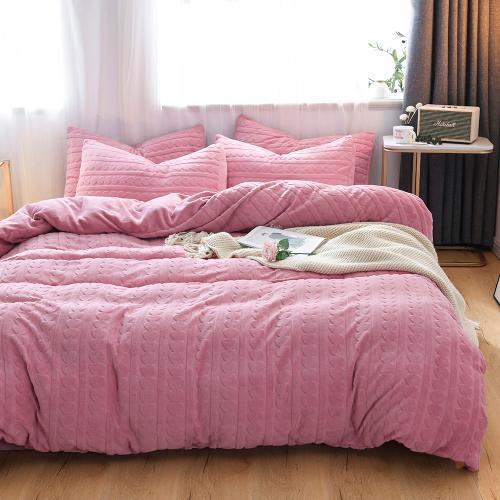 MY SIDE 秋冬新品 加厚保暖牛奶绒 被套床单床上用品 牛奶绒立体剪花四件套-美丽心晴 商品图11