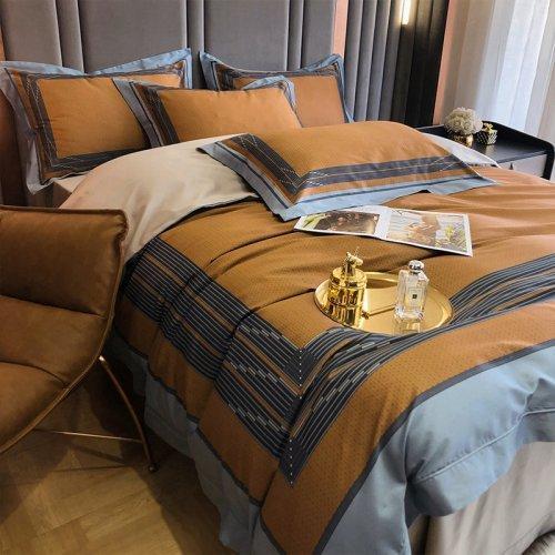 春季新品 100支纱数码印花全棉四件套 被套床单1.5\1.8米床4件套-紫御澜庭(桔) 商品图1