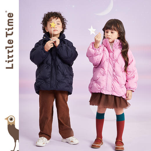 littletime男女童菱格羽绒服秋冬装90白鸭绒保暖2021新款儿童外套 商品图1