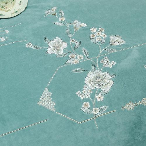 宝宝绒中式刺绣秋冬保暖四件套 绒类床上用品御寒保暖被套床单-弄清影 商品图3