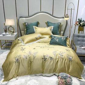 My Side 80S兰精天丝绣花四件套 夏凉床上用品 细腻柔软凉爽-夏朵(柠檬黄)