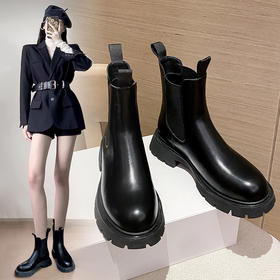 ZHR潮酷马丁靴厚底烟筒靴女加绒英伦风百搭切尔西短靴