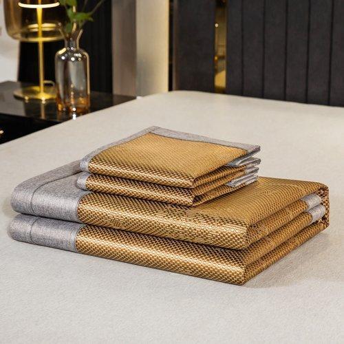 夏凉提花刺绣冰藤席三件套 软席子可折叠 冰丝席藤条编织 夏天凉席 1.8\1.5米床 商品图7