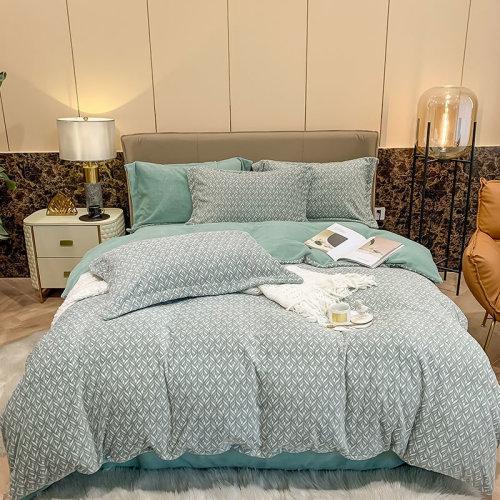 秋冬印花牛奶绒保暖四件套 加厚防静电工艺处理 保暖绒被套床单 商品图11