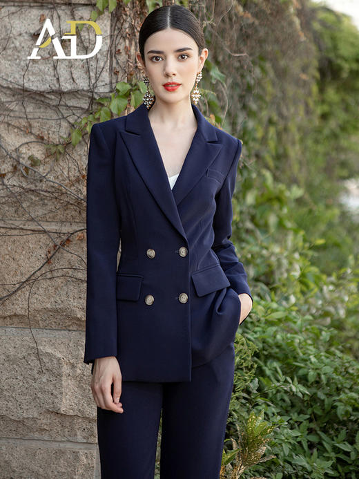 AD高端西装套装女秋冬西服职业装韩版时尚藏青色商务正装 商品图1