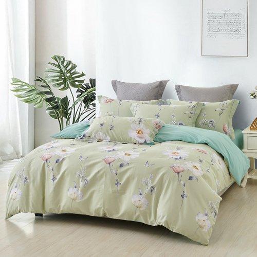 春夏新品40支纱柔软全棉四件套 清新风被套床单4件套1.5\1.8米床-花舞佳人 商品图1