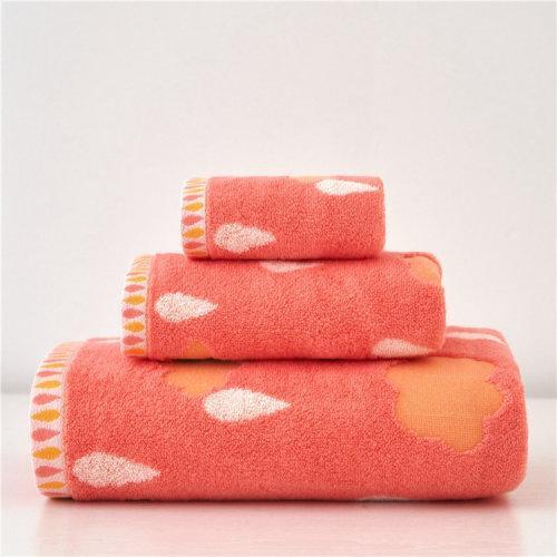 色织半无捻云朵绣花毛浴方巾三件套 全棉浴巾 柔软亲肤吸水性好 商品图4