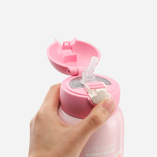 杯具熊儿童杯—毛绒兔RT105-630保温杯带吸管幼儿园小学生便携水壶630ml 商品图5
