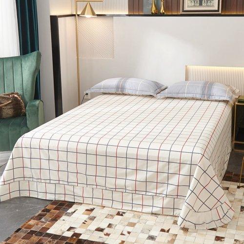 格纹系列40支纱全棉四件套 简约被套床单4件套1.5m 1.8m床-美康(灰) 商品图1