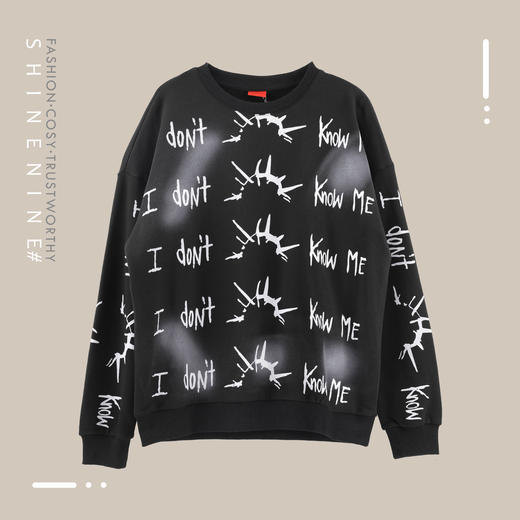 B972463172夸张英文涂鸦套头长袖卫衣 商品图0