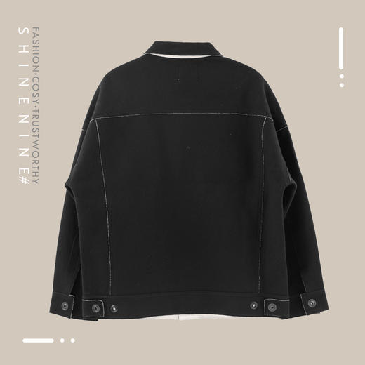 98357806时尚极简纯羊毛短款呢料夹克 商品图3