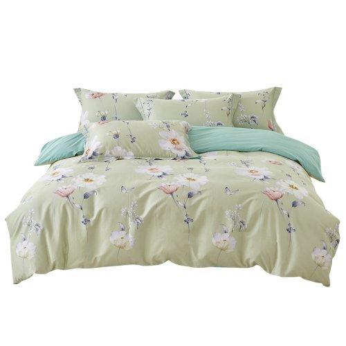 春夏新品40支纱柔软全棉四件套 清新风被套床单4件套1.5\1.8米床-花舞佳人 商品图4