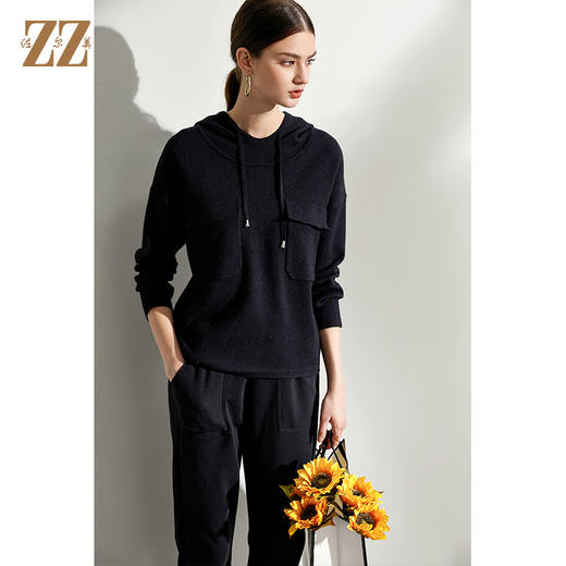 佐尔美2021冬季新款 连帽运动休闲活力羊毛衫女E94MS12 商品图2