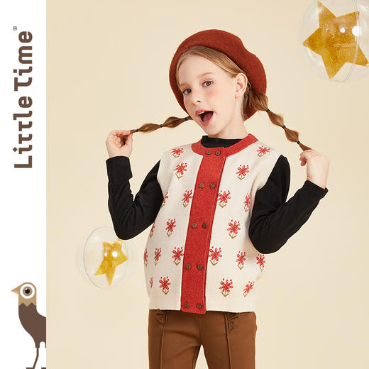 littletime女童打底衫秋冬加厚磨毛纯色百搭新款儿童保暖T恤 商品图1