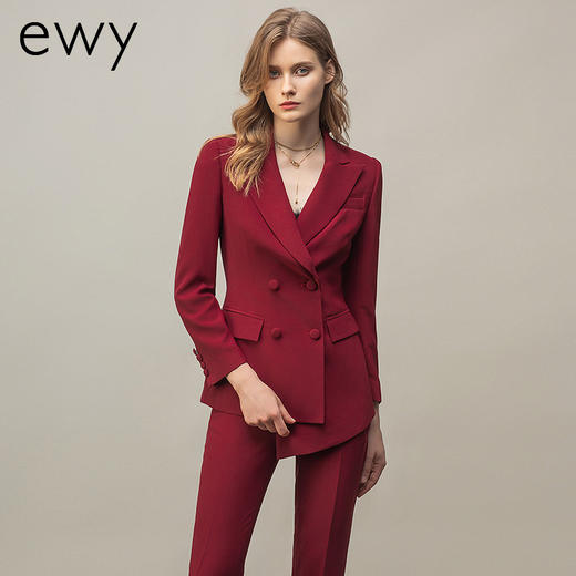 高端大气红色职业西装套装秋冬新款修身主持人上镜装工作服 商品图1