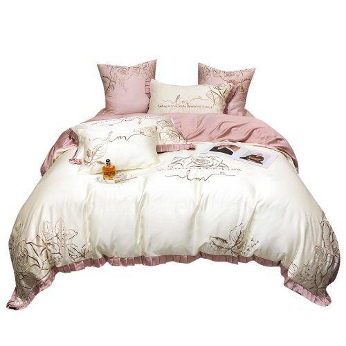 80支天丝四件套刺绣工艺 绣花被套床单 夏季凉爽床上用品4件套-小资玫瑰 商品图14