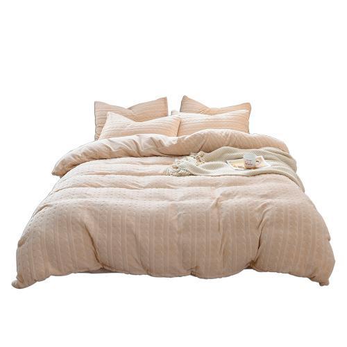 MY SIDE 秋冬新品 加厚保暖牛奶绒 被套床单床上用品 牛奶绒立体剪花四件套-美丽心晴 商品图1