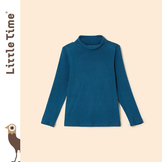 littletime女童打底衫秋冬款半高领百搭2021新款儿童加厚保暖T恤 商品图3