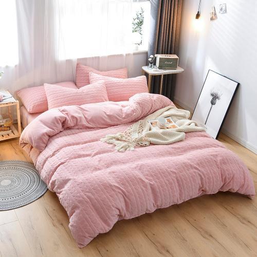 MY SIDE 秋冬新品 加厚保暖牛奶绒 被套床单床上用品 牛奶绒立体剪花四件套-美丽心晴 商品图4