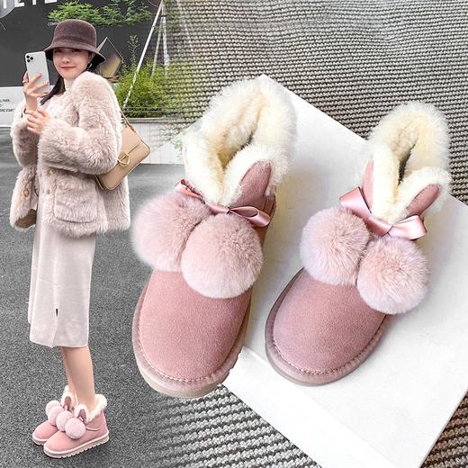 ZHR雪地靴女洋气短靴加厚平底靴子加绒棉鞋保暖女靴 商品图0