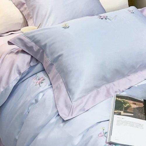 占姆士奥莱线上款  春夏新品80S绣花全棉四件套 活性印染被套床单4件套-遇见(蔚蓝) 商品图2