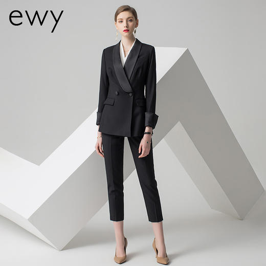 EWY黑色西装套装女工作服气质职业高端西服套裤正装女前台售楼部 商品图2