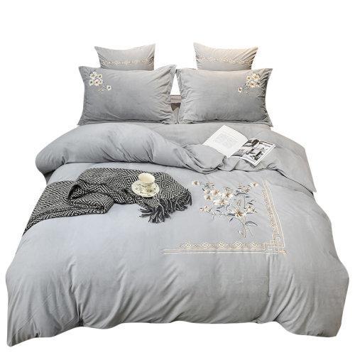 宝宝绒中式刺绣秋冬保暖四件套 被套床单4件套-闻落花 商品图9