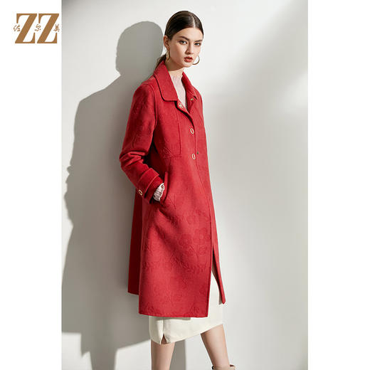 佐尔美2021冬季新款 100%绵羊毛经典时尚双面呢中褛外套女E04SM04 商品图2