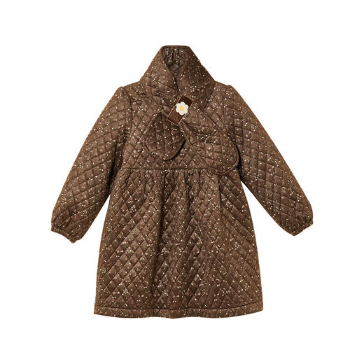 littletime女童丝绒连衣裙秋冬装夹棉加厚2021新款长袖碎花儿童裙 商品图4