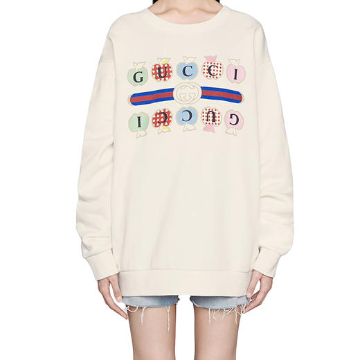 GUCCI/古驰 21年秋冬新款 女士白色心苹果图案棉质卫衣617964XJDOK9095 商品图1