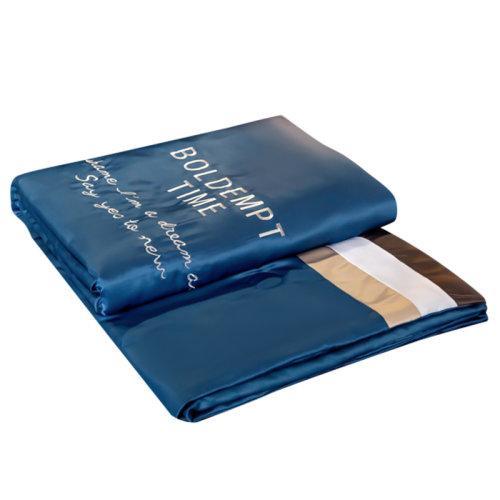 2020夏季新品 刺绣水洗真丝 拼接撞色吸湿透气夏凉被 活性印染可机洗 字母刺绣夏凉被（宾利蓝） MY SIDE 商品图4