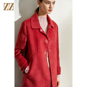 佐尔美2021冬季新款 100%绵羊毛经典时尚双面呢中褛外套女E04SM04