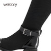 westory2021秋新款长筒袜靴高跟瘦瘦靴弹力时装不过膝拼接长靴女W21DQ81521 商品缩略图1
